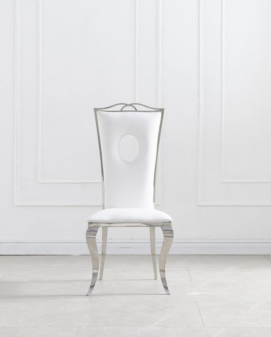 Chaise Royal en Similicuir Blanc avec Pieds Chromés – Élégance et Modernité