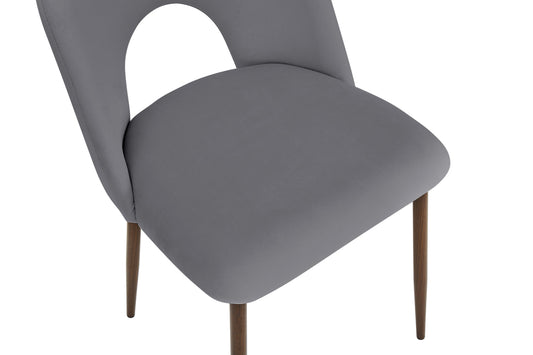 Chaise Teddy en Velours avec Pieds Métal Effet Noyer – Confort et Élégance