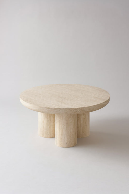 Table Basse Maya – Effet Travertin 90 cm