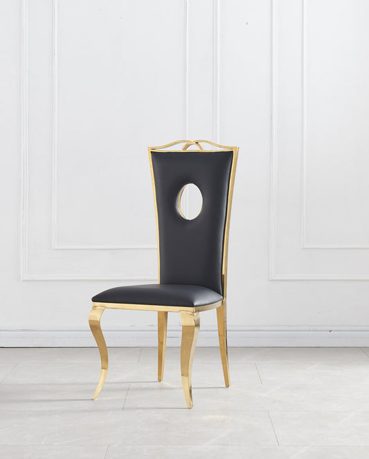 Chaise Royal Gold en Similicuir Noir