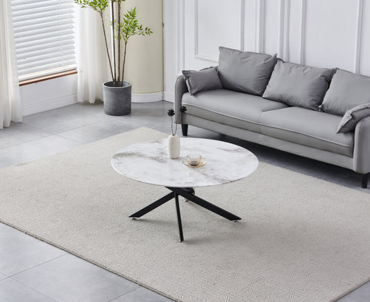 Table Basse Olivia – Pied Noir & Plateau Élégant