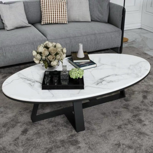 Table Basse Gamma – Métal & Pierre Marbre 120x60x45 cm