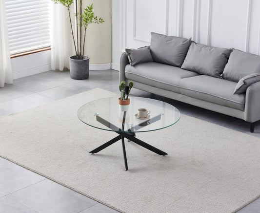 Table Basse Olivia – Pieds Noirs & Plateau Transparent
