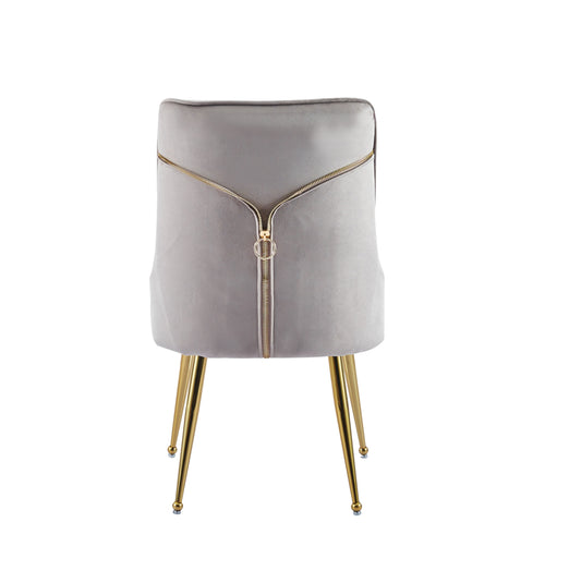 Chaise Zip en Velours avec Pieds Dorés – Confort et Raffinement