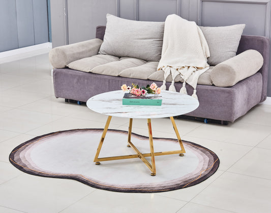 Table Basse Héloïse – Gold & Marbre Blanc 80x45 cm