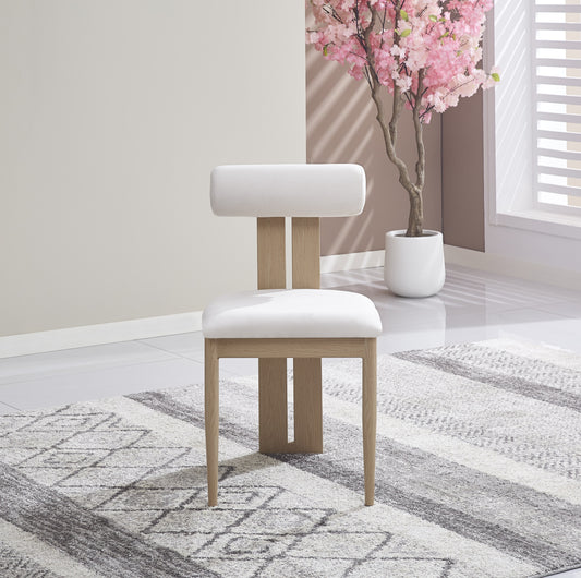 Chaise Tiffany en Velours Beige avec Pieds Effet Bois – Élégance et Confort