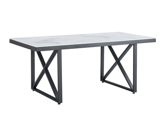 Table repas Levanto – Pieds métal noir et plateau 180x90x75 cm