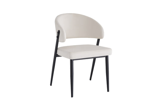 Chaise Lamia en Velours Beige avec Pieds en Métal Noir – Élégance et Confort
