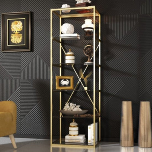 Bibliothèque Arya – Gold & Plateaux Transparants 60x40x180 cm