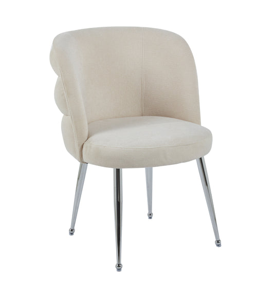 Chaise Sacha en Tissu Effet Lin avec Pieds Chromés – Élégance et Confort