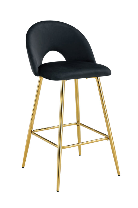 Tabouret de Bar Teddy en Velours avec Pieds Gold – Chic et Confortable