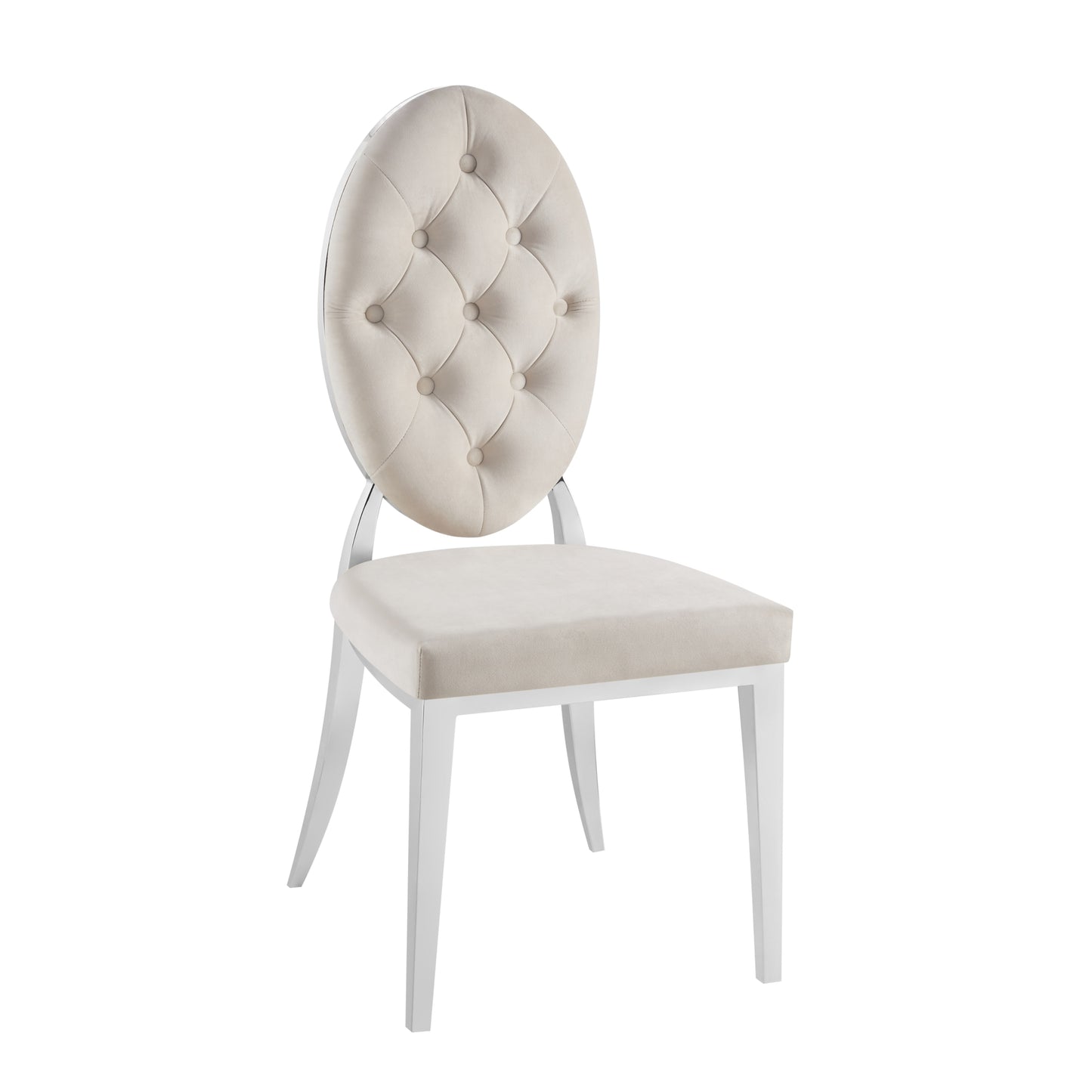 Chaise Médaillon Capitonnée en Velours Noir avec Pieds Chromés – Luxe et Élégance