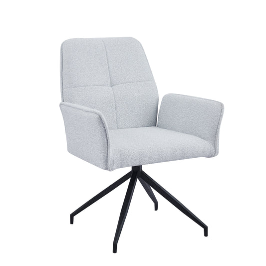 Chaise Pivotante Lutetia en Tissu Écru avec Pieds Métal Noir – Confort et Mobilité
