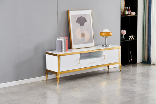 Meuble TV Baroque – Design Élégant avec Rangement