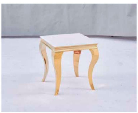 Guéridon Baroque Gold – Plateau Blanc 50x50 cm