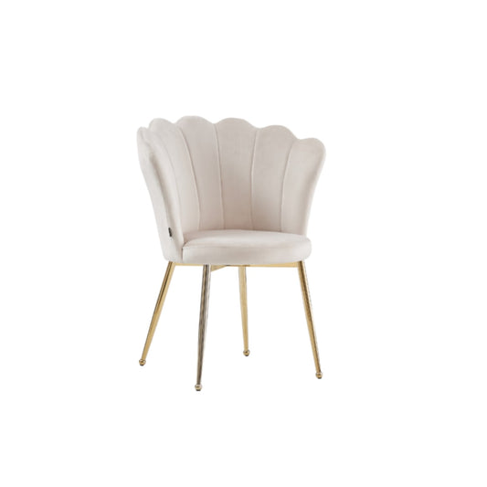 Chaise Nymphea en Velours Beige avec Pieds Dorés – Chic et Raffinement