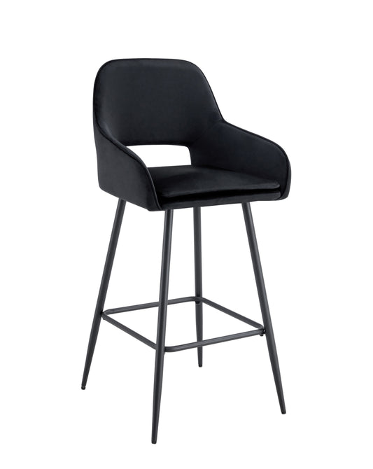Tabouret de Bar Athena en Velours avec Pieds en Métal Noir – Style et Confort