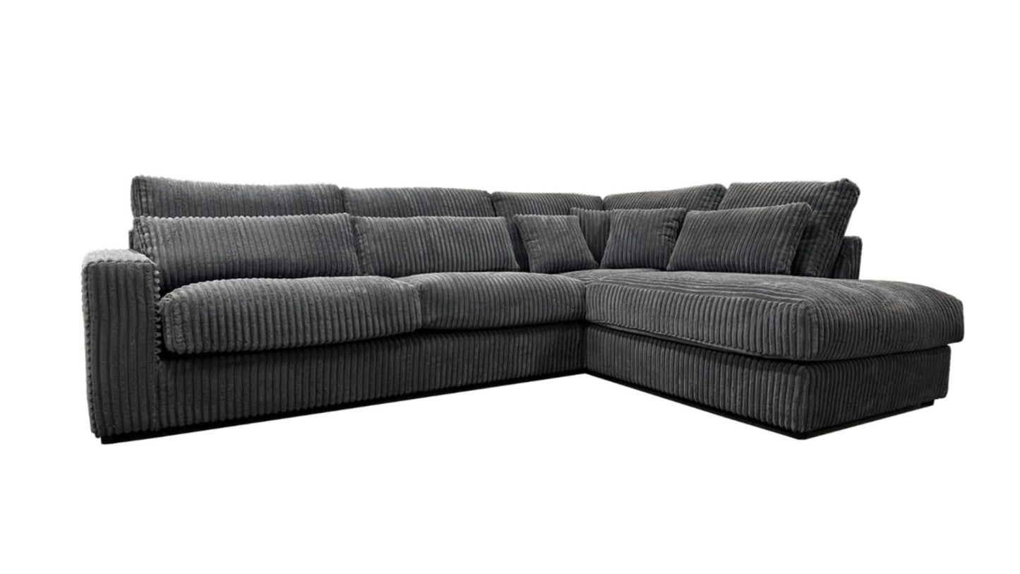 Canapé Ambert – Grand canapé d’angle droit en tissu lapin 320 x 320 cm