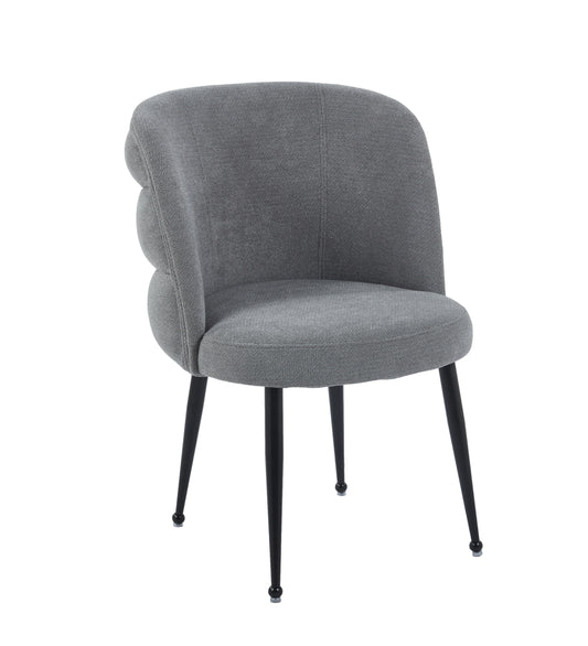 Chaise Sacha en Tissu Effet Lin avec Pieds Métal Noir – Élégance et Confort