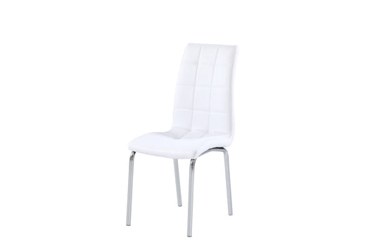 Chaise Emma en Similicuir Blanc avec Pieds Métal