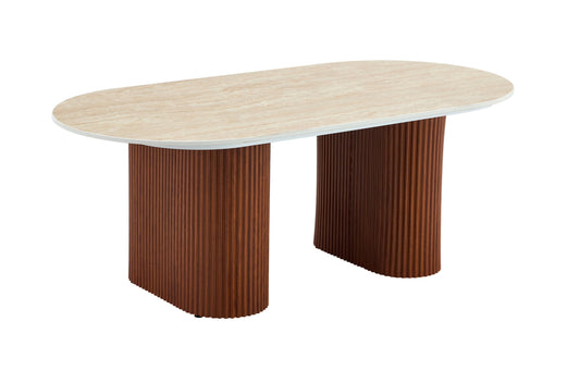 Table Basse Roxy – Pied Noisette & Plateau Céramique 120x60x45 cm