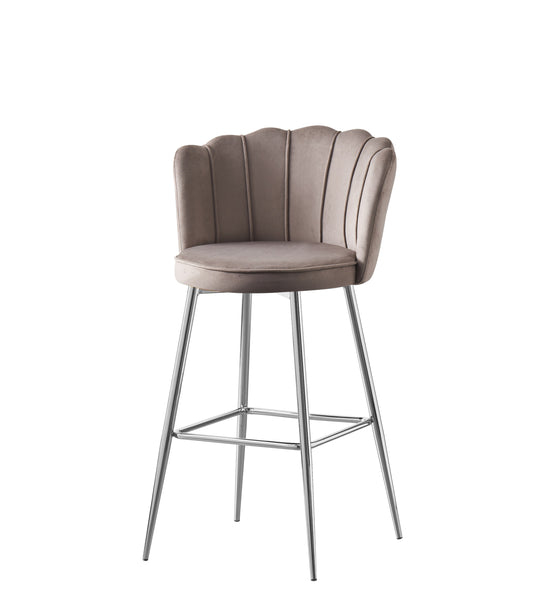 Tabouret de Bar Nymphea en Velours avec Pieds Chromés – Hauteur 65 cm