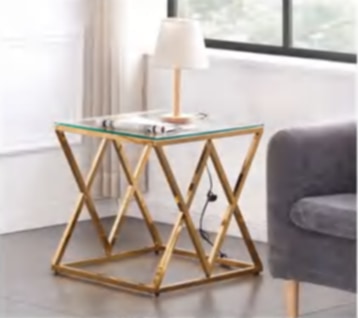 Guéridon Triangle Gold – Plateau 50x50 cm
