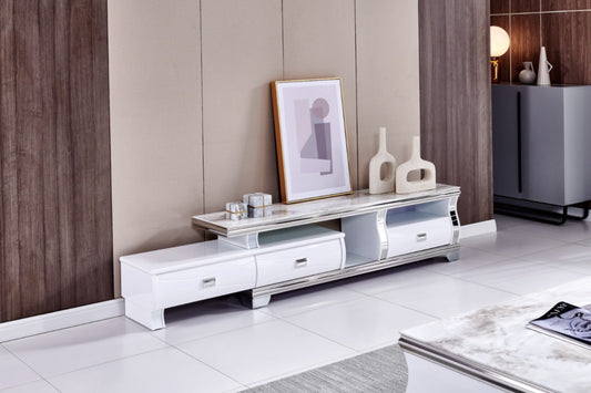 Meuble TV Sarah – Plateau en Marbre Beige