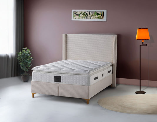 Kit lit coffre « Vénus » côtelé – 160x200 cm