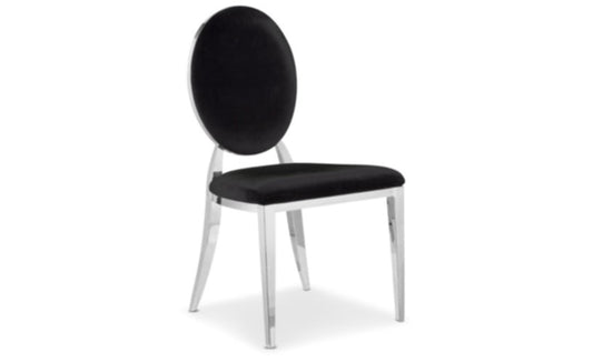 Chaise Médaillon en Velours Noir – Élégance Classique et Confort
