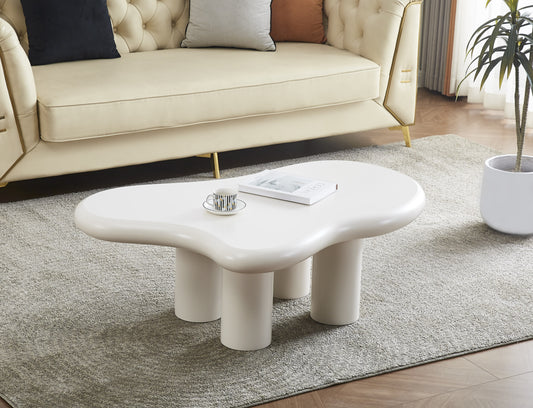 Table Basse Nuji – Pieds Blanc & Plateau 120x70x40 cm