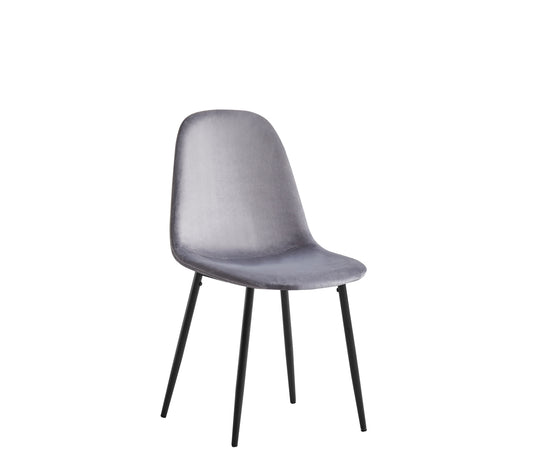 Chaise Scandinave en Velours Anthracite avec Pieds Noirs – Élégance et Confort