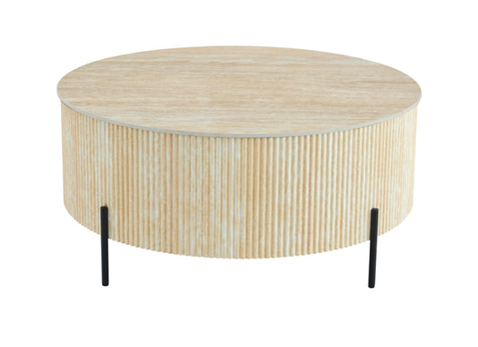 Table Basse Ruby – Pied Effet Travertin & Plateau Céramique Effet Travertin Mat