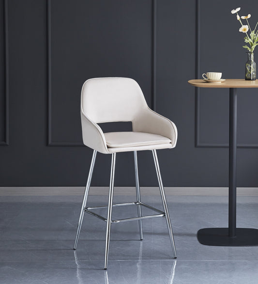 Tabouret de Bar Athena en Velours avec Pieds Chromés – Style et Confort