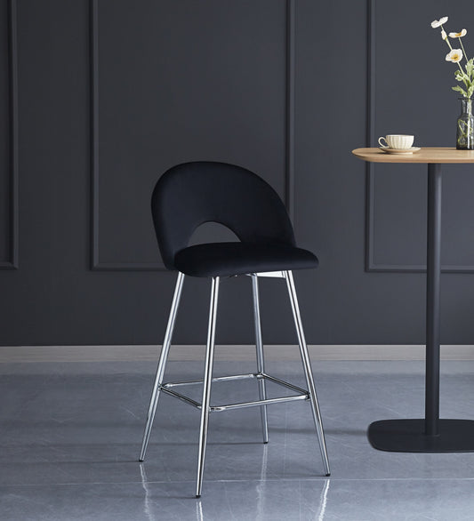 Tabouret de Bar Teddy en Velours avec Pieds Chromés – Élégance Contemporaine
