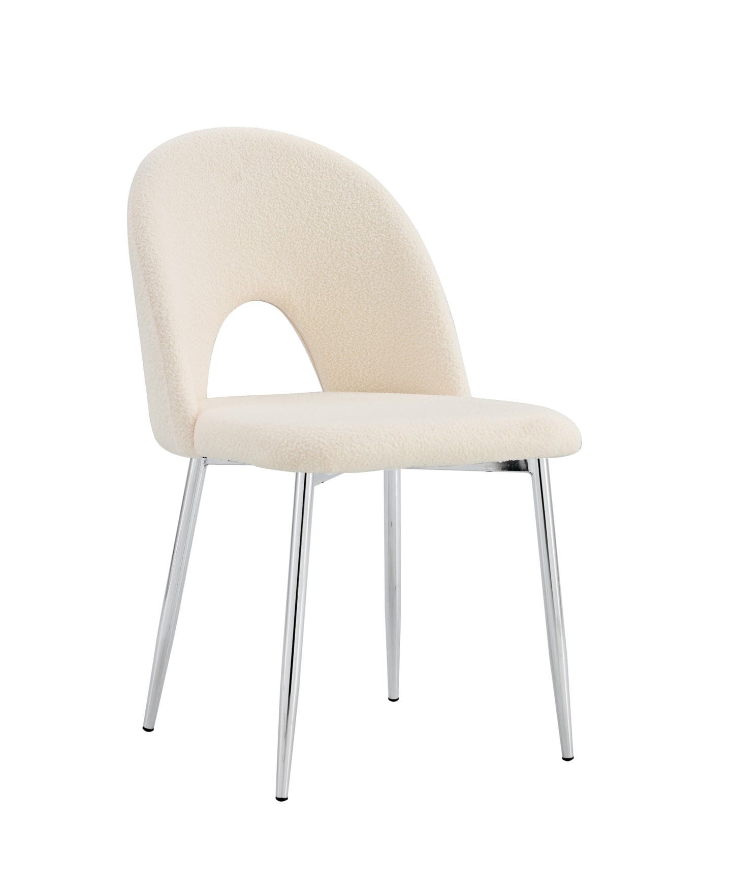 Chaise Teddy en Tissu Doudou avec Pieds Chromés – Douceur et Modernité