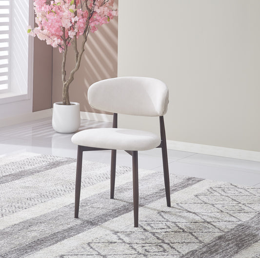 Chaise Lucile en Tissu Beige avec Pieds Effet Noyer – Élégance et Confort