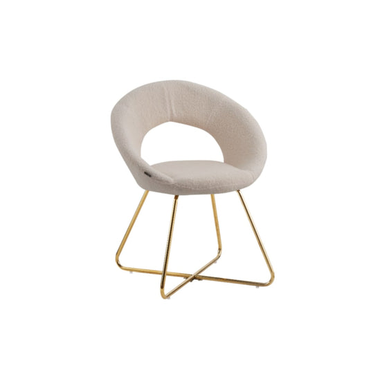 Chaise Bubble Molletonnée en Tissu Doudou avec Pieds Gold
