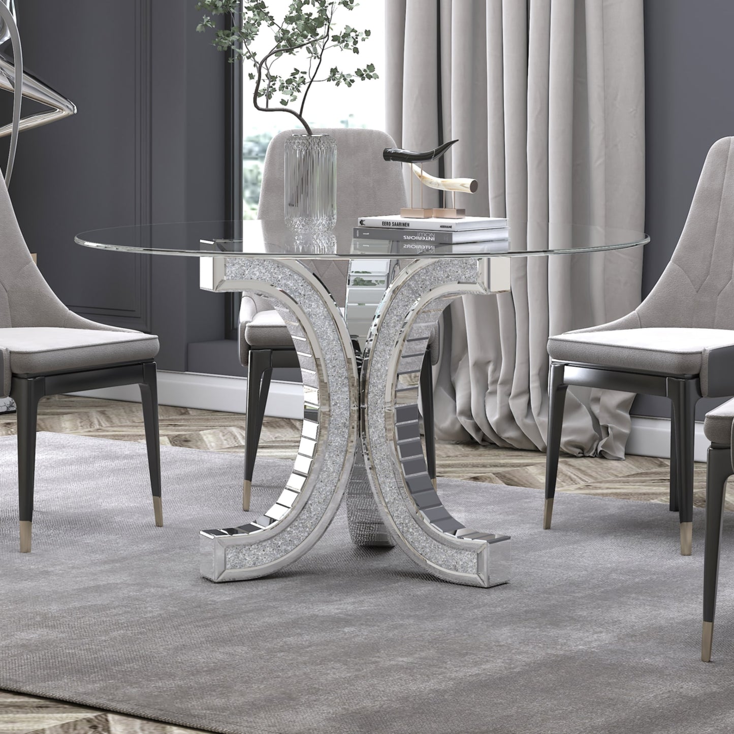 Table de repas Éclat – Plateau miroir rectangulaire 130x75 cm