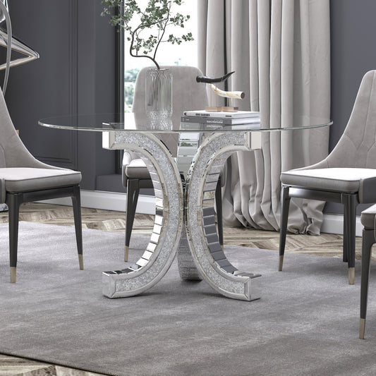 Table de repas Éclat – Plateau miroir rectangulaire 130x75 cm