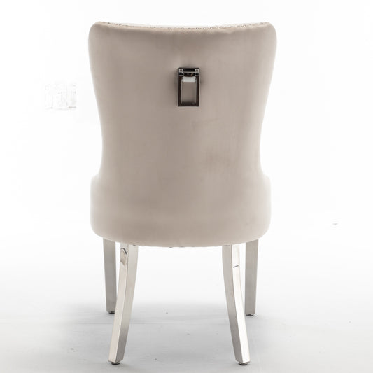 Chaise Poignée Rectangle en Velours avec Pieds Chromés – Élégance et Confort