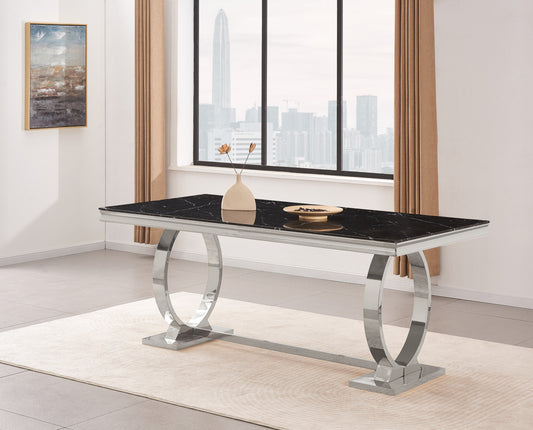 Table de repas Omega – Pieds chrome et plateau  180x90 cm