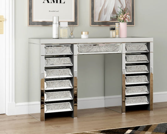 Ensemble Crushed Diamond – Commode 13 tiroirs 133x46x80 cm