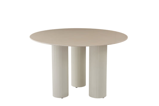 Table de repas Anaïs – Pieds finition beige et plateau céramique Ø120 cm