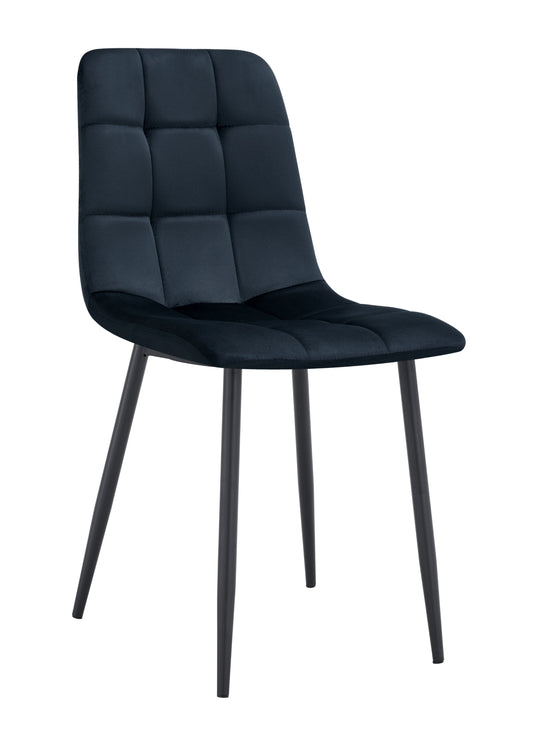 Chaise Elisa en Velours Noir avec Pieds Métal Noir – Élégance et Modernité