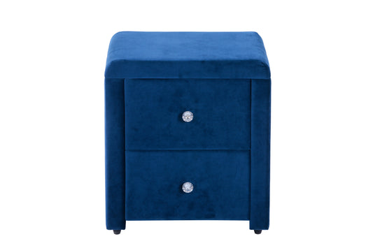 Chevet Velours Bleu 47x41x50 cm