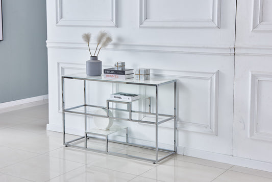 Console Romy en Chrome et Marbre Blanc