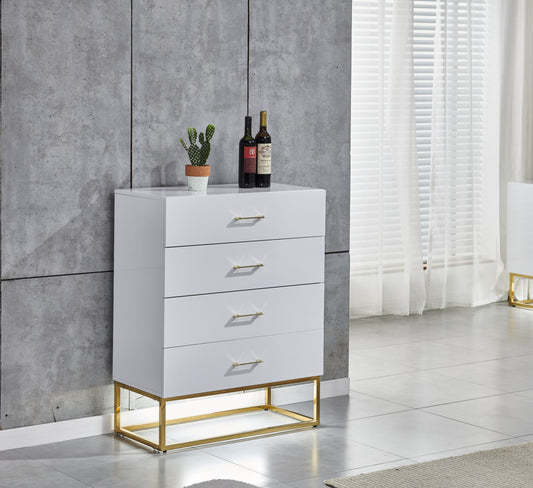 Commode Alya laquée avec finitions dorées – Élégance moderne et raffinement