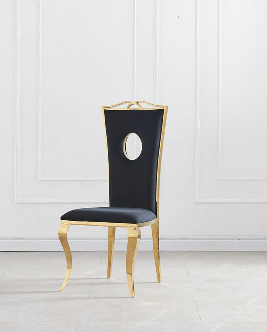 Chaise Royal Gold en Velours Noir