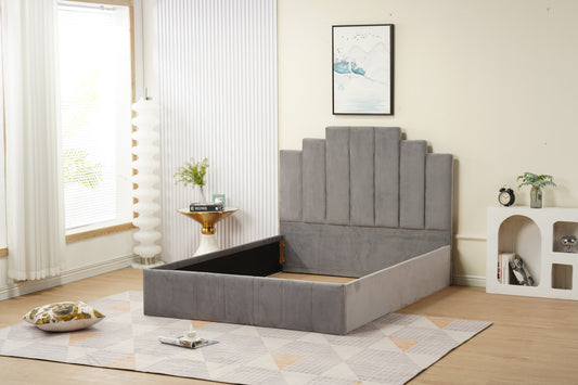 Cadre de lit Piano 140x190 cm en velours élégant – vendu sans sommier